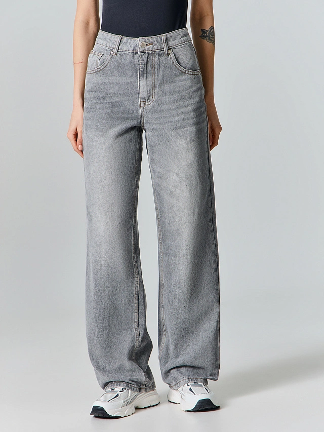Джинсы женские wide leg серые - 3