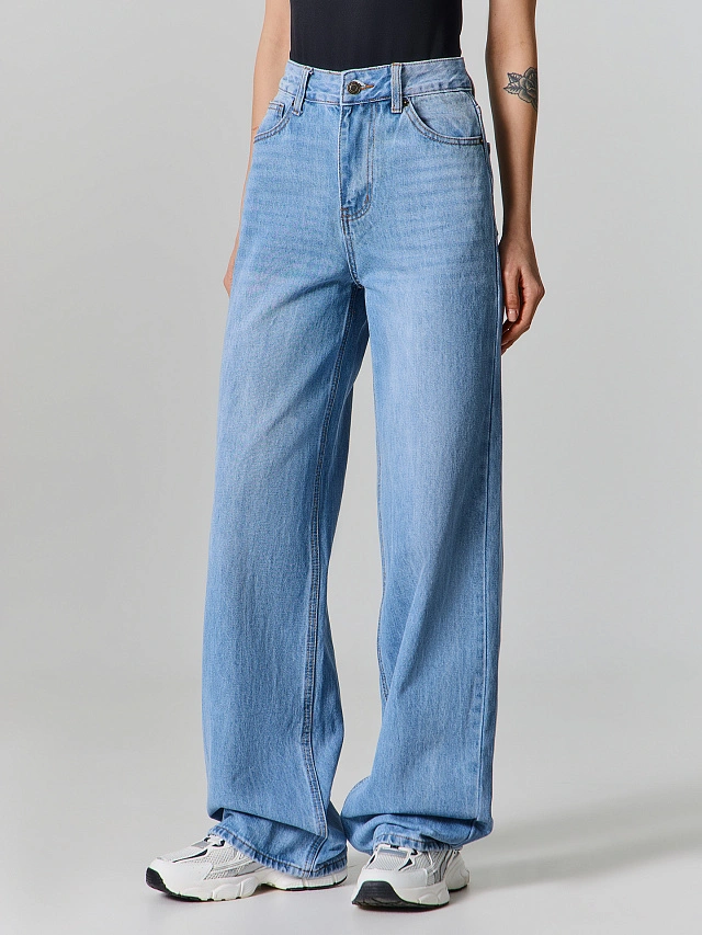 Джинсы женские wide leg голубые - 4