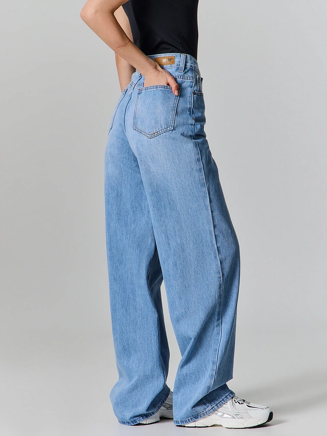 Джинсы женские wide leg голубые - 5