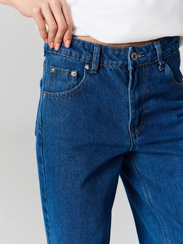 Джинсы женские wide leg темно-синие - 8