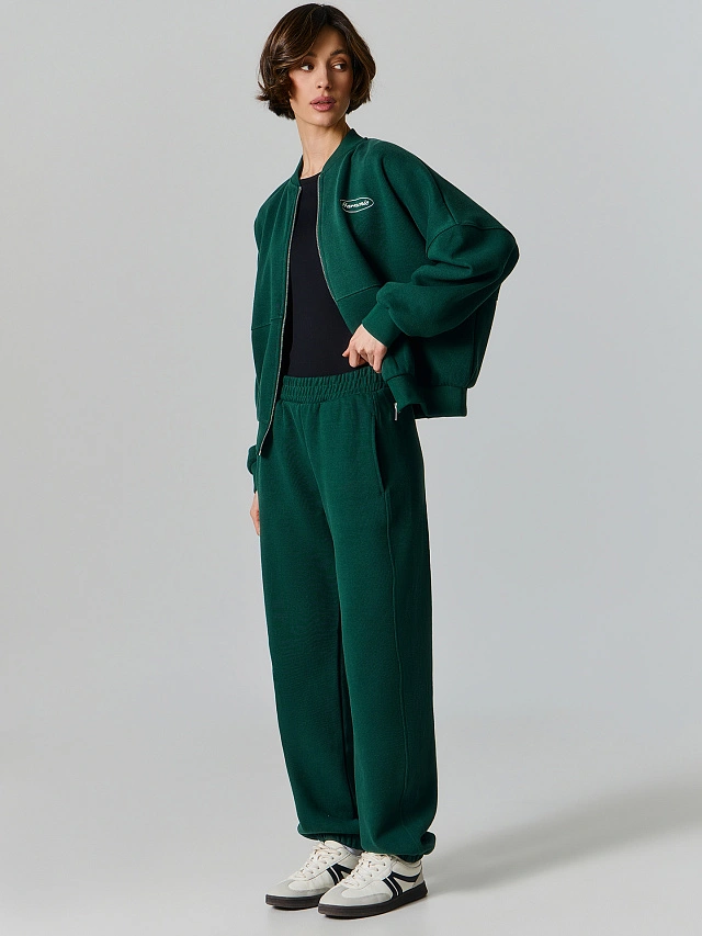 Толстовка женская зеленая на молнии - 5