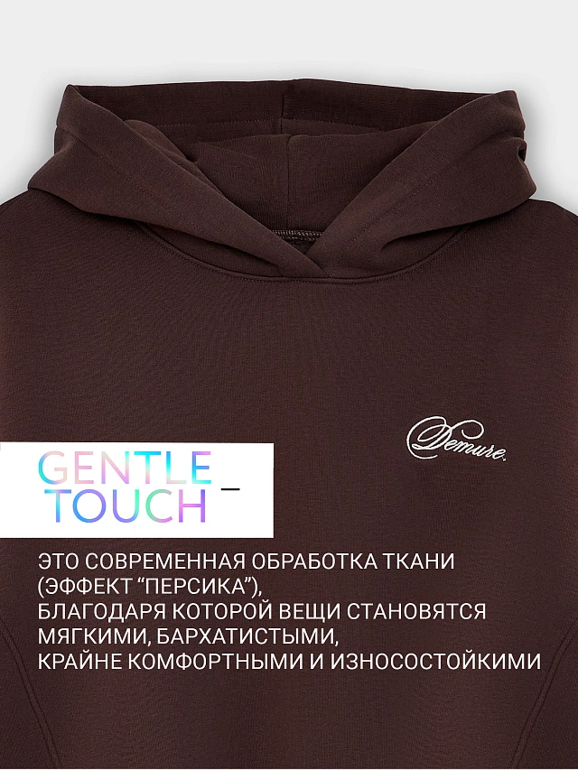 Теплое худи женское коричневое с начесом - 3