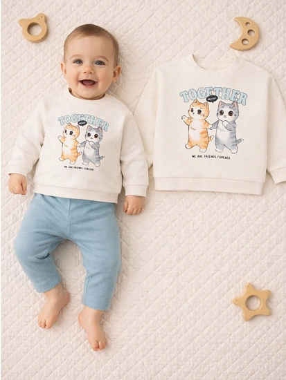 картинка Джемпер детский молочный с принтом от магазина Одежда+