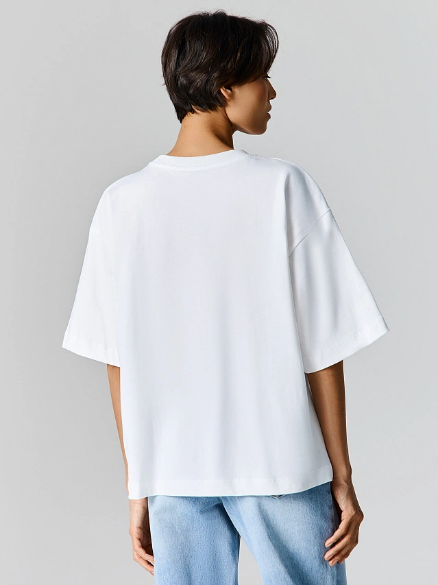 Футболка оверсайз женская белая с принтом - 5