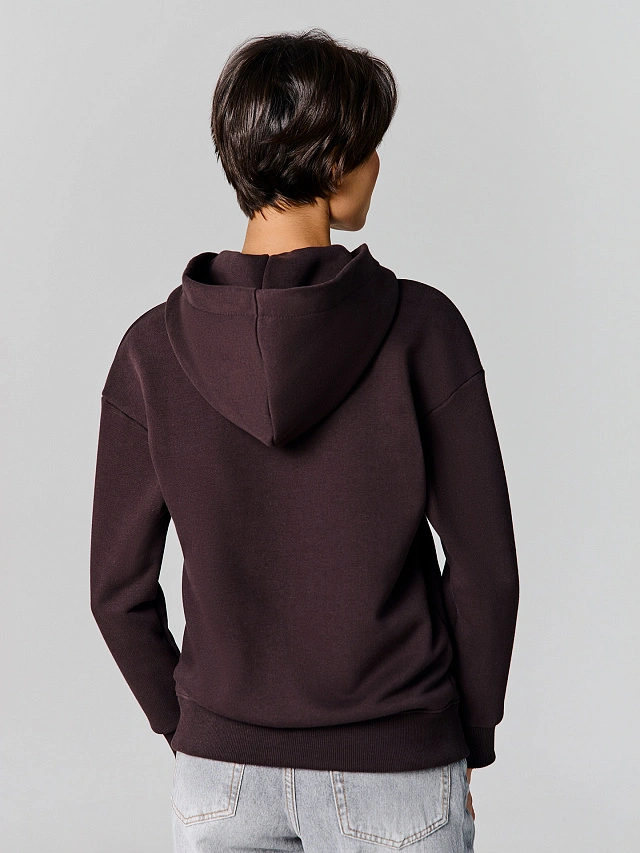 Толстовка женская коричневая на молнии - 4