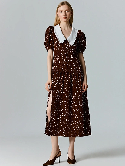 картинка Платье миди женское приталенное с воротником  от магазина стильной одежды Mark Formelle