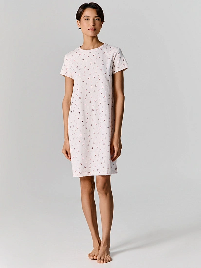 картинка Сорочка ночная женская розовая с цветочным принтом от магазина стильной одежды Mark Formelle