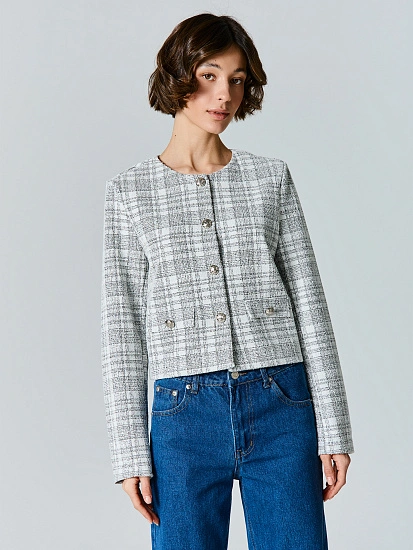 картинка Жакет женский серый укороченный от магазина стильной одежды Mark Formelle