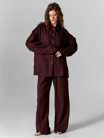 картинка Брюки домашние женские коричневые в полоску от магазина стильной одежды Mark Formelle