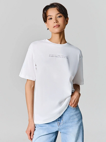 картинка Футболка женская белая "Белорусы не говорят..." от магазина стильной одежды Mark Formelle