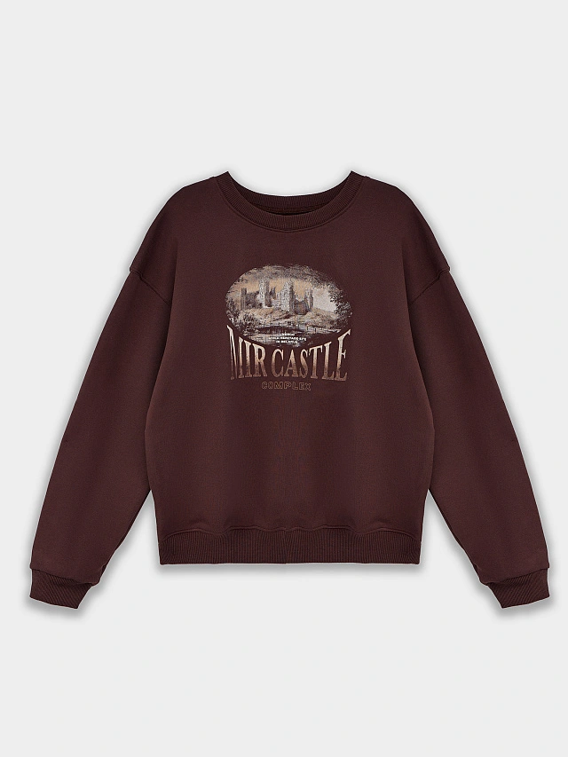 Теплый свитшот женский коричневый с начесом - 5