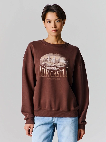 картинка Теплый свитшот женский коричневый с начесом от магазина стильной одежды Mark Formelle