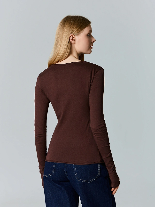 Лонгслив женский коричневый - 4
