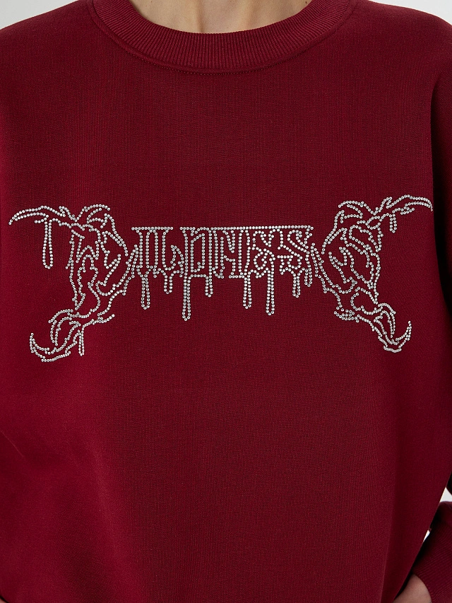 Теплый свитшот женский бордовый с начесом - 5