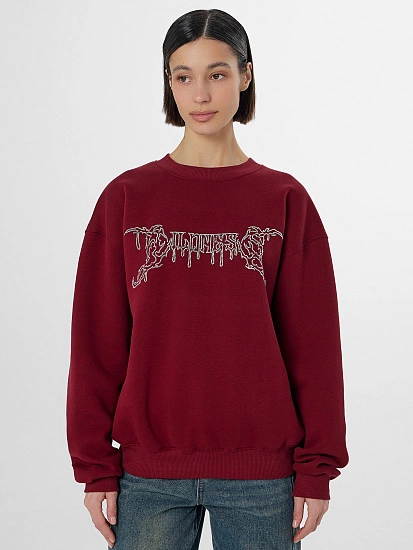 картинка Теплый свитшот женский бордовый с начесом от магазина стильной одежды Mark Formelle