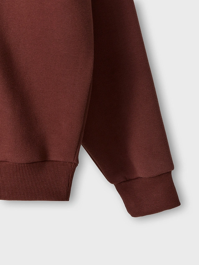 Теплый свитшот мужской коричневый с начесом и художественным принтом - 6