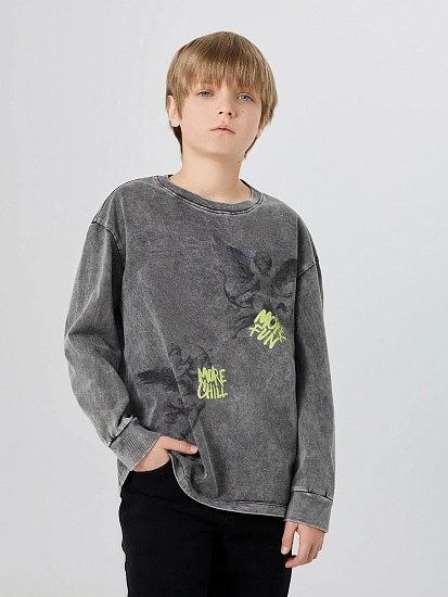 картинка Лонгслив для мальчиков серый с обработкой эйсид от магазина одежды для мальчиков от бренда Mark Formelle