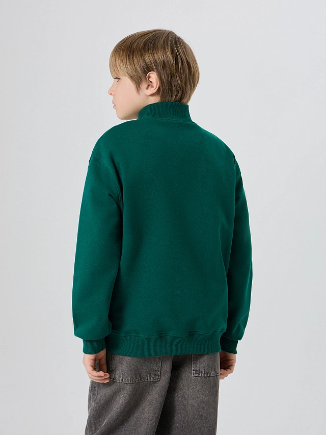 Толстовка для мальчиков зеленая на молнии - 3