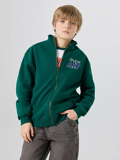 картинка Толстовка для мальчиков зеленая на молнии от магазина одежды для мальчиков от бренда Mark Formelle