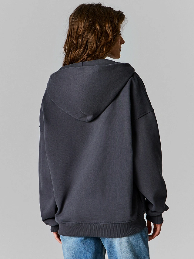 Теплая толстовка женская серая с начесом - 6