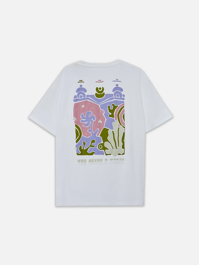 Футболка мужская белая с принтом на спине - 7