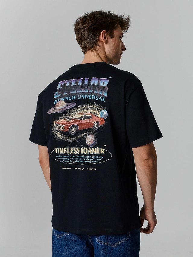 Футболка мужская черная с надписью "Stellar" - 3