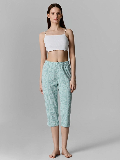 картинка Бриджи домашние женские голубые с узором пейсли от магазина стильной одежды Mark Formelle