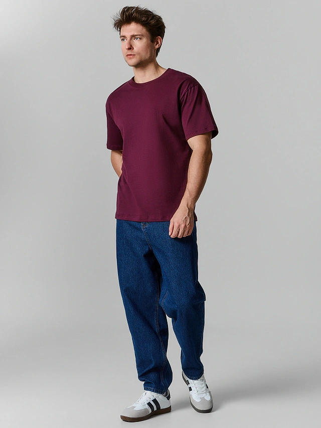 Футболка базовая мужская бордовая - 2