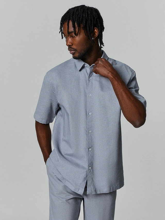 Комплект мужской льняной серый - 2