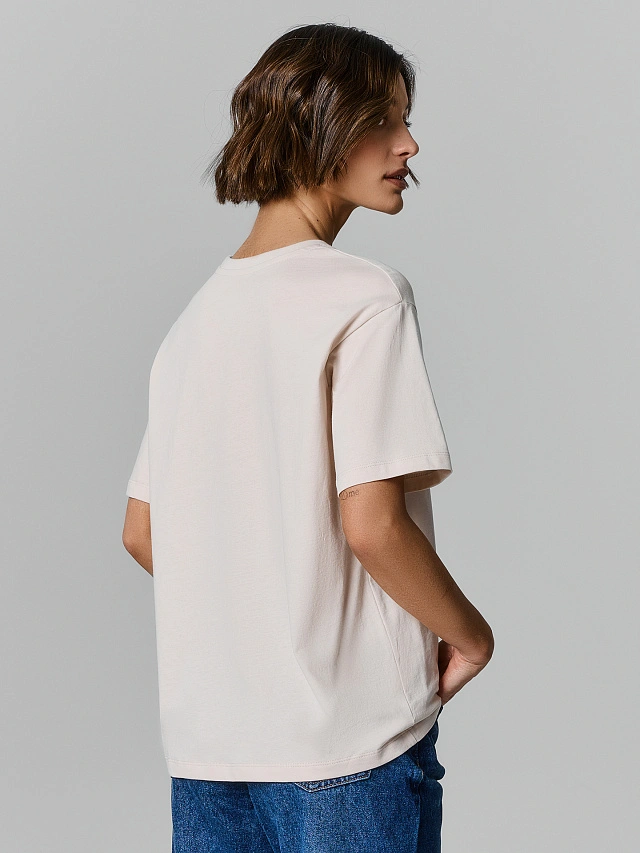 Футболка оверсайз женская бежевая - 3