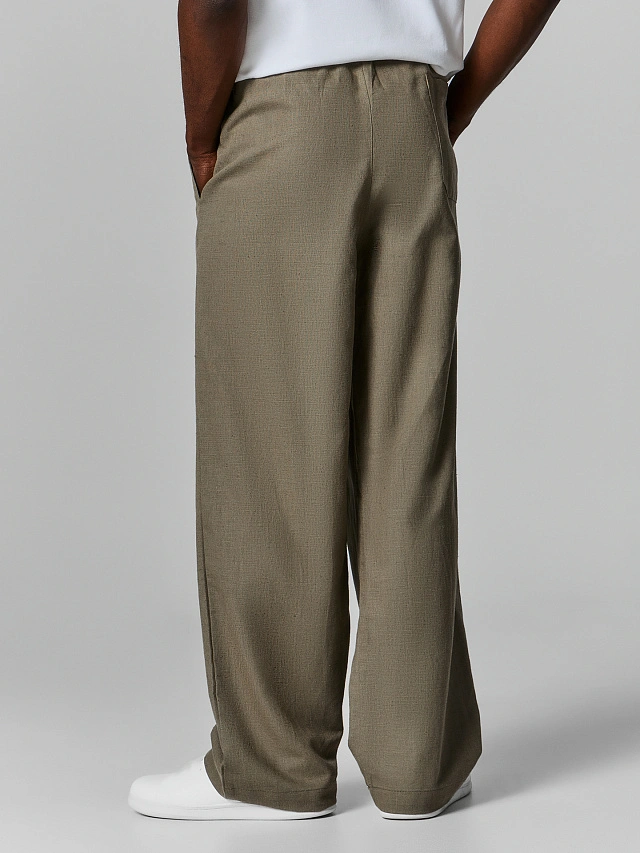 Брюки льняные мужские зеленые - 3