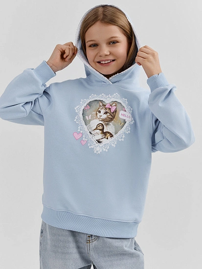 картинка Худи для девочек голубое от известного бренда одежды для девочек Mark Formelle
