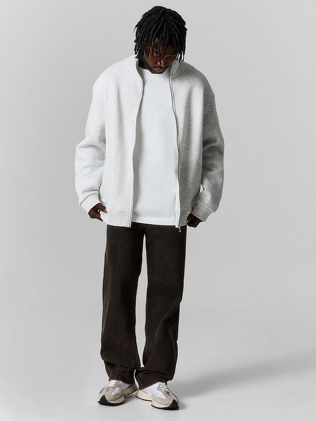 Теплая толстовка мужская серая с начесом - 3