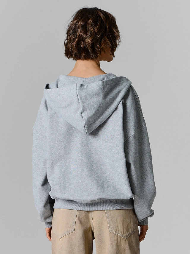 Толстовка женская серая на молнии - 3