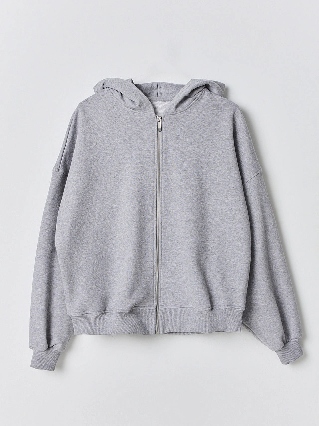 Толстовка женская серая на молнии - 5