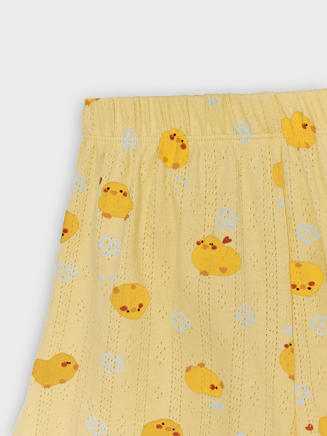Комплект домашний для девочек желтый с принтом уточек - 8