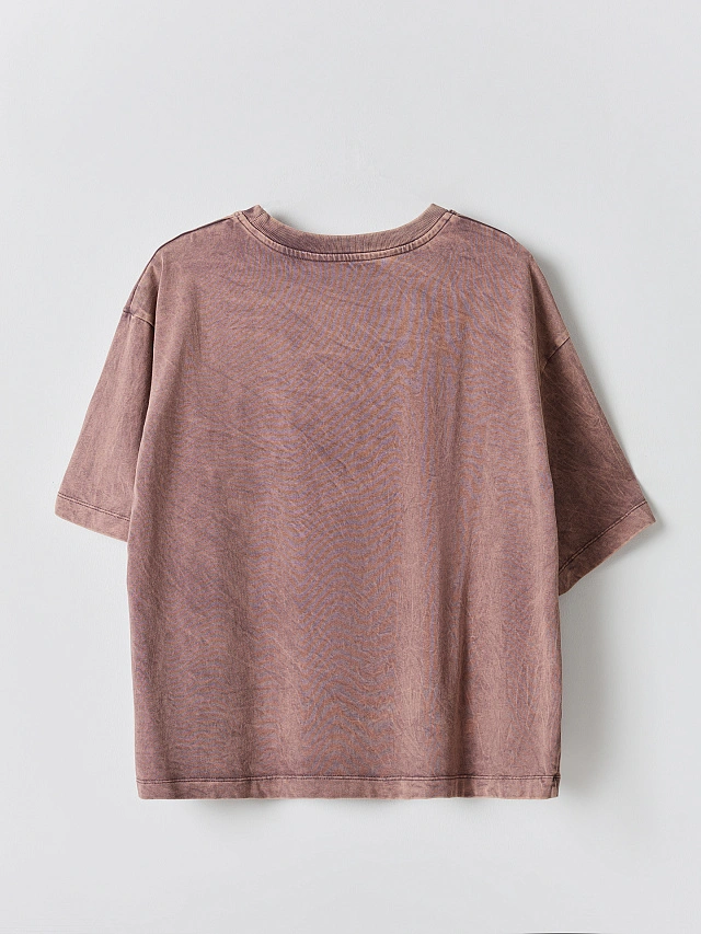 Футболка оверсайз женская бордовая с обработкой эйсид - 7