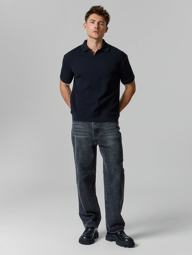 Джемпер-поло мужской черный - 2