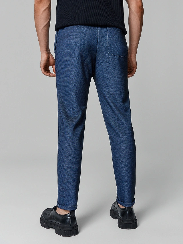 Брюки мужские синие зауженные к низу - 3