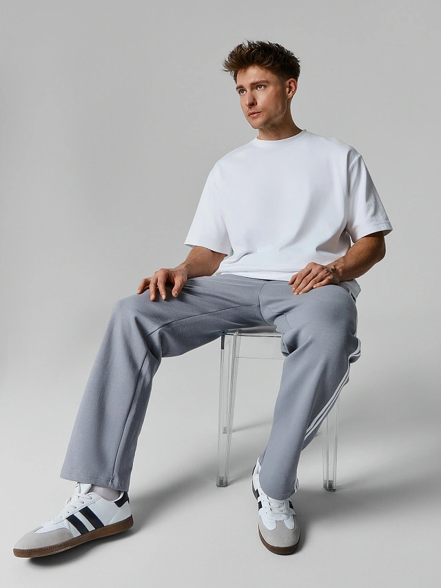 Брюки мужские серые с лампасами - 6