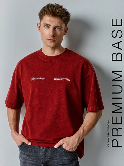 картинка Футболка мужская бордовая с обработкой эйсид  от магазина мужской одежды Mark Formelle