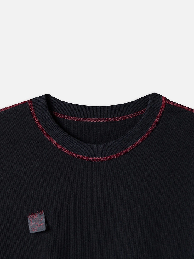 Футболка мужская черная с контрастными швами - 6