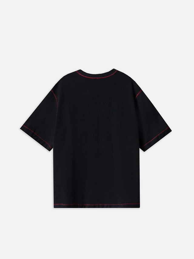 Футболка мужская черная с контрастными швами - 8