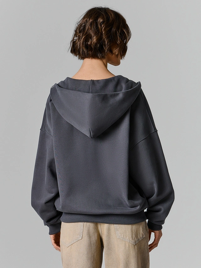 Толстовка женская серая на молнии - 3