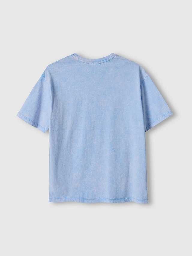 Футболка оверсайз женская голубая с обработкой эйсид - 6
