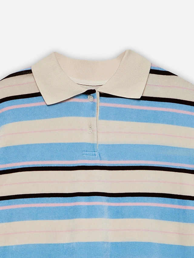 Поло женское в разноцветную полоску велюровое - 5