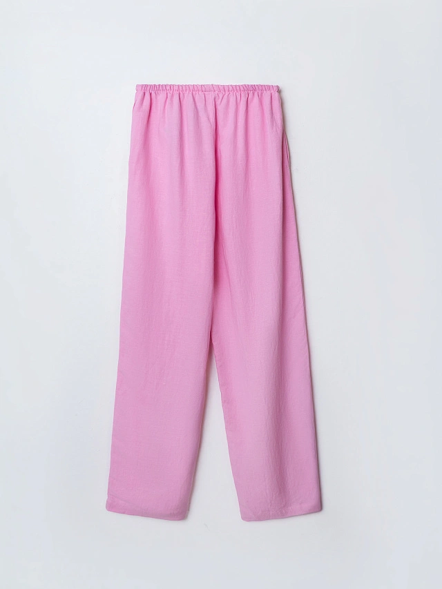 Брюки женские льняные розовые - 5