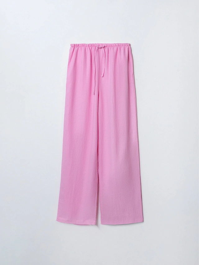 Брюки женские льняные розовые - 6