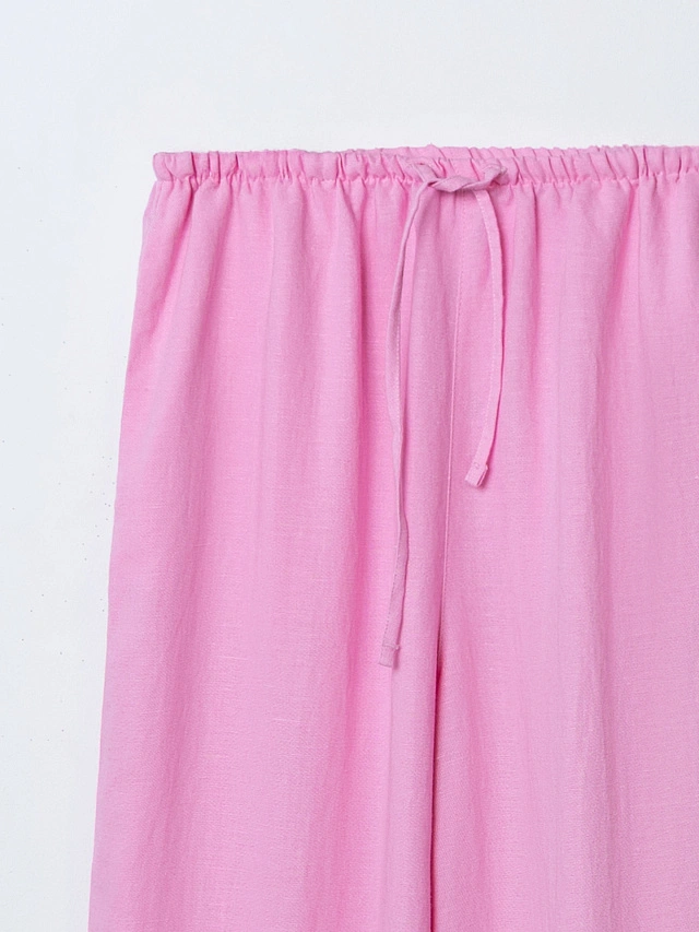 Брюки женские льняные розовые - 7