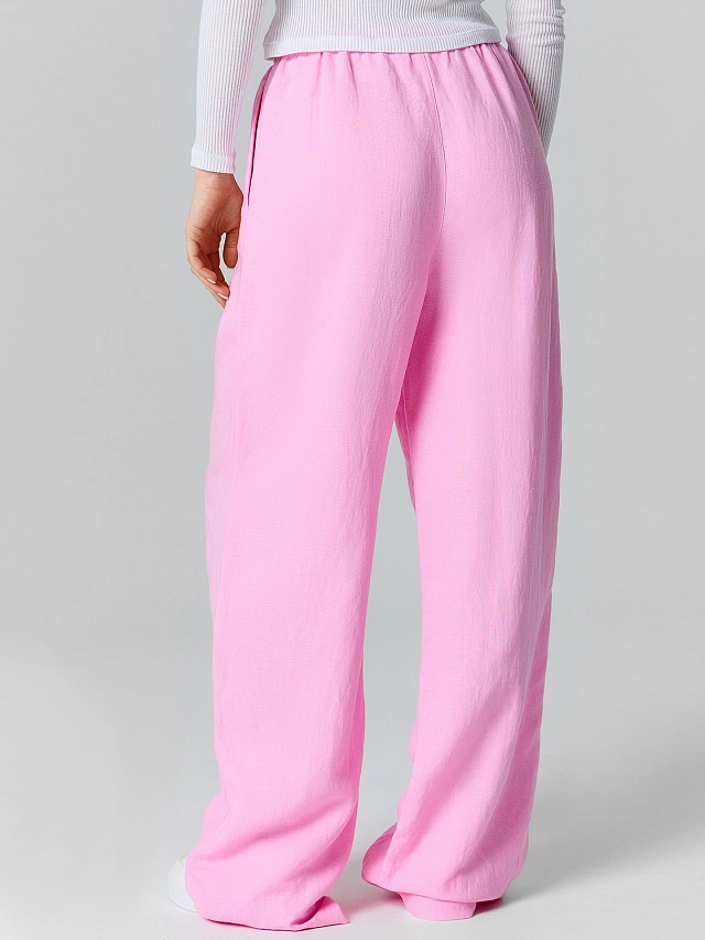 Брюки женские льняные розовые - 3